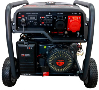 Электростанция "VERTON" GG9500ES-3 (8,0/9.0кВт,230В/380В,18л.с.,ручн.и электр.старт,медь,12В,бак22л,